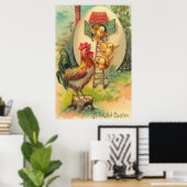 Osterhahn Küken Ei Vogelhaus Poster (Heimbüro)