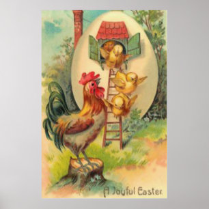 Osterhahn Küken Ei Vogelhaus Poster