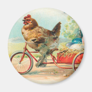 Osterhase auf einem Fahrrad reitendes Vintage-Oste Magnet