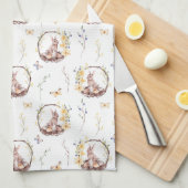 Osterhase auf einem Nest von Eiern Geschirrtuch (Viertel Falte)