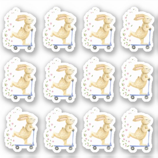 Osterhase auf einem Scooter Aufkleber (Vorderseite)