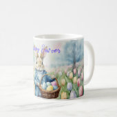 Osterhase auf einer Wiese Kaffeetasse (VorderseiteRechts)