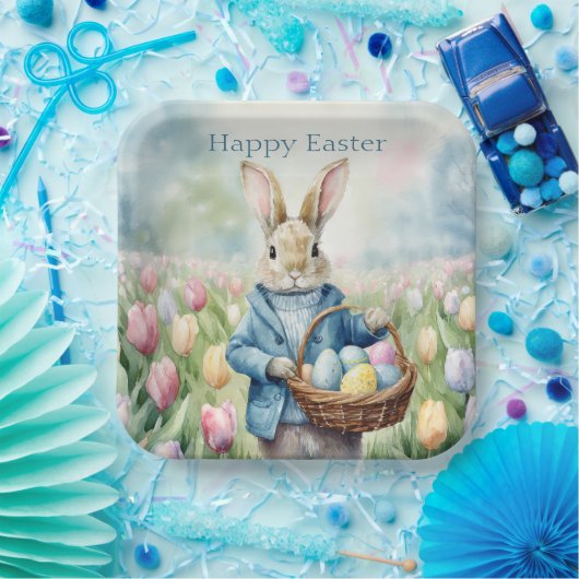 Osterhase auf einer Wiese Pappteller (Party)