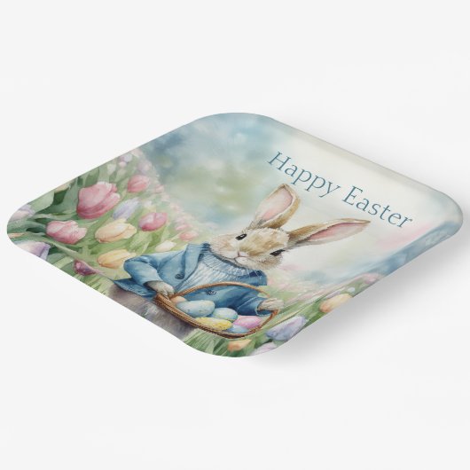 Osterhase auf einer Wiese Pappteller (Gewinkelt)