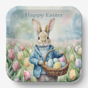 Osterhase auf einer Wiese Pappteller