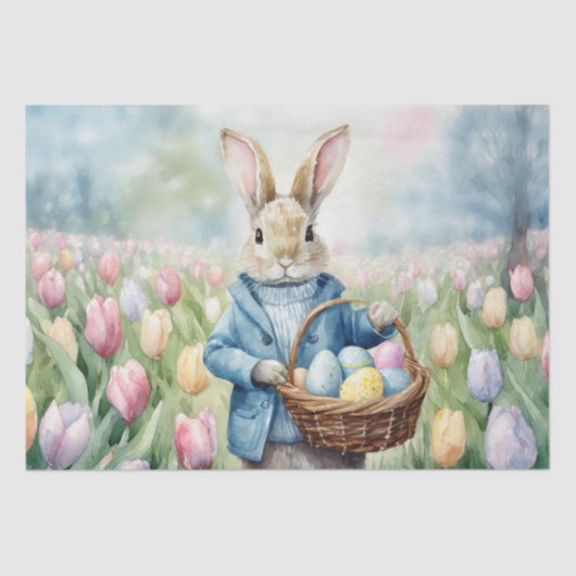 Osterhase auf einer Wiese Seidenpapier (Vorderseite)