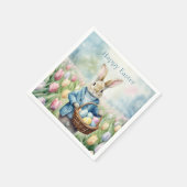 Osterhase auf einer Wiese Serviette (Ecke)