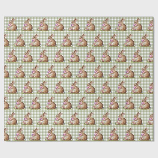 Osterhase auf Gingham Geschenkpapier (Flach)