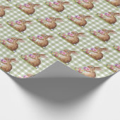 Osterhase auf Gingham Geschenkpapier (Ecke)