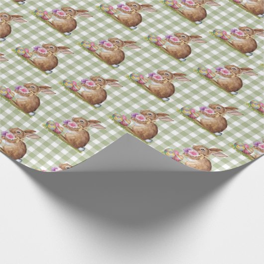 Osterhase auf Gingham Geschenkpapier (Ecke)