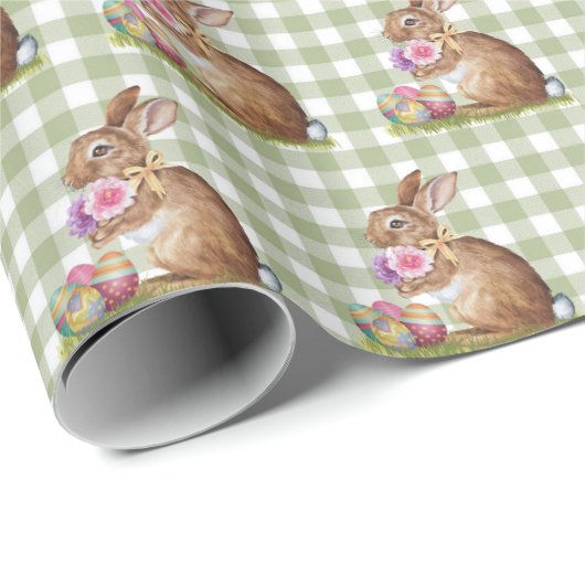 Osterhase auf Gingham Geschenkpapier (Rolleneckpunkt)