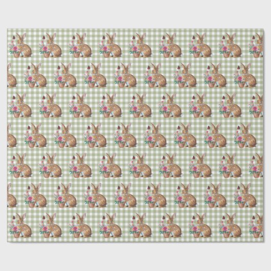 Osterhase auf Gingham Geschenkpapier (Flach)