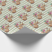 Osterhase auf Gingham Geschenkpapier (Ecke)