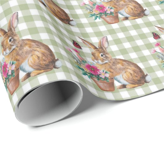 Osterhase auf Gingham Geschenkpapier (Rolleneckpunkt)
