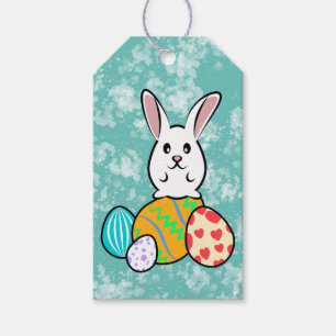 Osterhase auf Ostereiern Geschenkanhänger