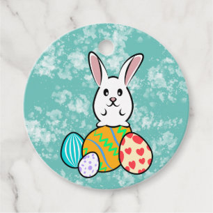 Osterhase auf Ostereiern Geschenkanhänger