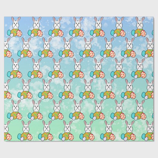 Osterhase auf Ostereiern Geschenkpapier (Flach)