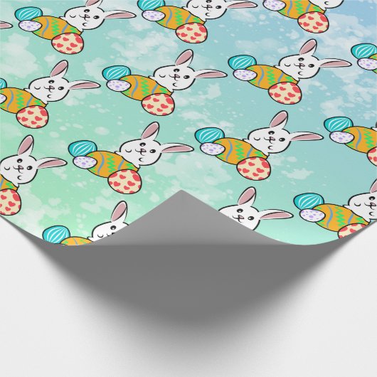 Osterhase auf Ostereiern Geschenkpapier (Ecke)