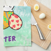 Osterhase auf Ostereiern Geschirrtuch (Viertel Falte)