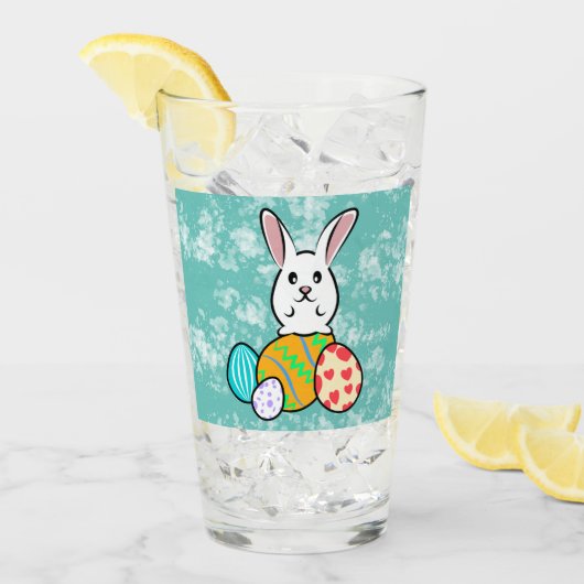 Osterhase auf Ostereiern Glas (Vorderseite Ice)