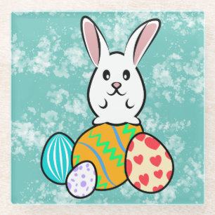 Osterhase auf Ostereiern Glasuntersetzer