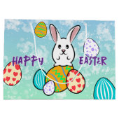 Osterhase auf Ostereiern Große Geschenktüte (Rückseite)