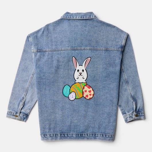 Osterhase auf Ostereiern Jeansjacke (Rückseite)
