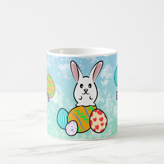Osterhase auf Ostereiern Kaffeetasse (Mittel)