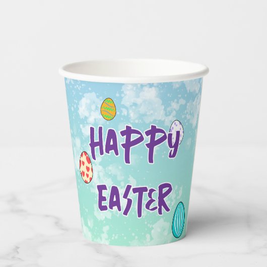 Osterhase auf Ostereiern Pappbecher (Rückseite)