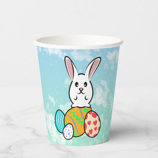 Osterhase auf Ostereiern Pappbecher (Vorderseite)
