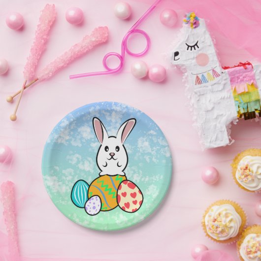 Osterhase auf Ostereiern Pappteller (Party)