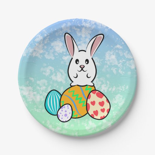 Osterhase auf Ostereiern Pappteller (Vorderseite)