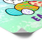 Osterhase auf Ostereiern Poster (Ecke)