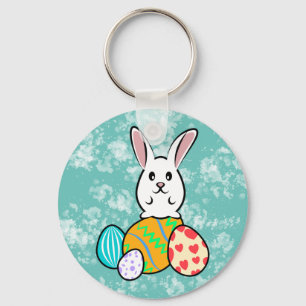 Osterhase auf Ostereiern Schlüsselanhänger