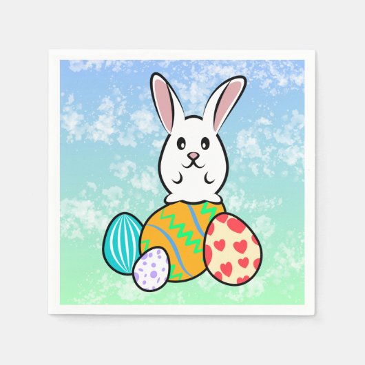 Osterhase auf Ostereiern Serviette (Vorderseite)