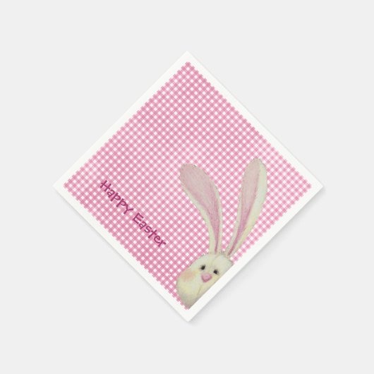 Osterhase auf Pink Gingham Serviette (Ecke)