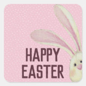 Osterhase auf Polka Dots Quadratischer Aufkleber (Vorderseite)