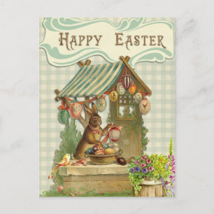 Osterhase auf Vintage-Urlaubskarte Feiertagspostkarte