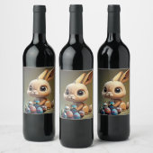 Osterhase auf Weinglas Weinetikett (Flaschen)