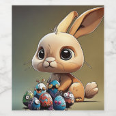 Osterhase auf Weinglas Weinetikett (Einzelnes Label)