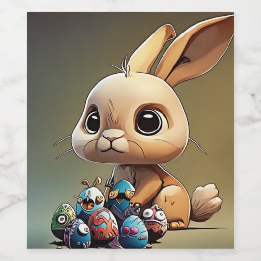 Osterhase auf Weinglas Weinetikett (Einzelnes Label)