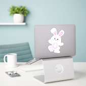 Osterhase Aufkleber (Laptop auf Schreibtisch)