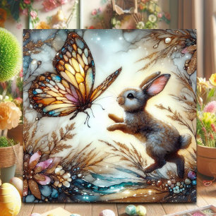 Osterhase aus buntem Glas im Pastellstil Feiertagskarte