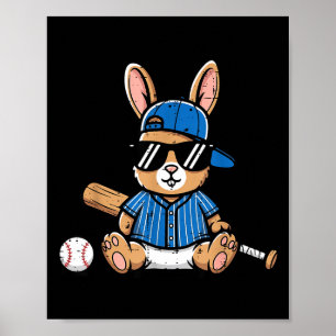 Osterhase Baseballkappe Ball Schläger süßer Hase Poster