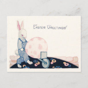 Osterhase Bauern Schubkarre Ei Feiertagspostkarte