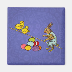 Osterhase bebrütet Eier Illustration Magnet