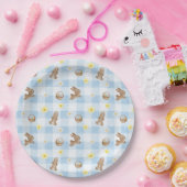 Osterhase Blau Gingham Pappteller (Party)
