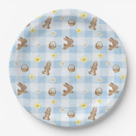 Osterhase Blau Gingham Pappteller