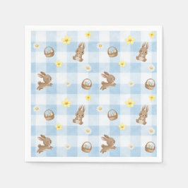 Osterhase Blau Gingham Serviette