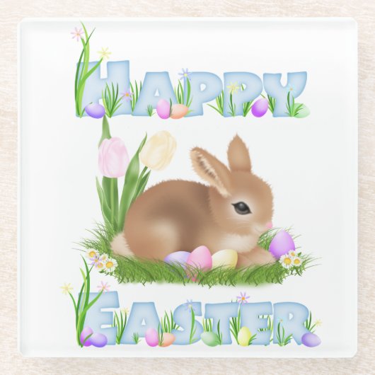Osterhase (blau) glasuntersetzer (Vorderseite)